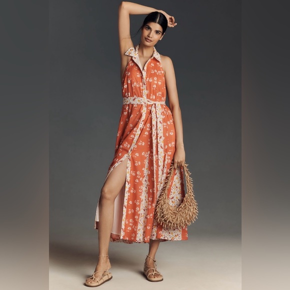 Maeve Dresses & Skirts - ANTHROPOLOGIE Maeve Halter Open Back Godet Midi Dress